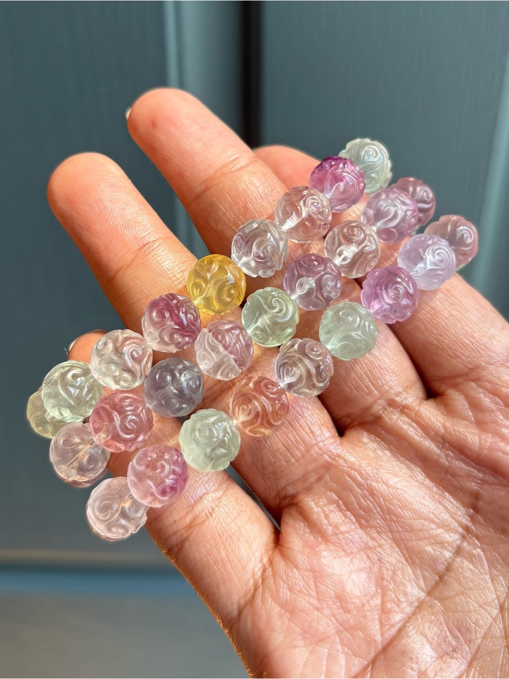 Pastel Fluorite Lucky Cloud Crystal Charm Bracelet 11mm - Picture 5 of 11